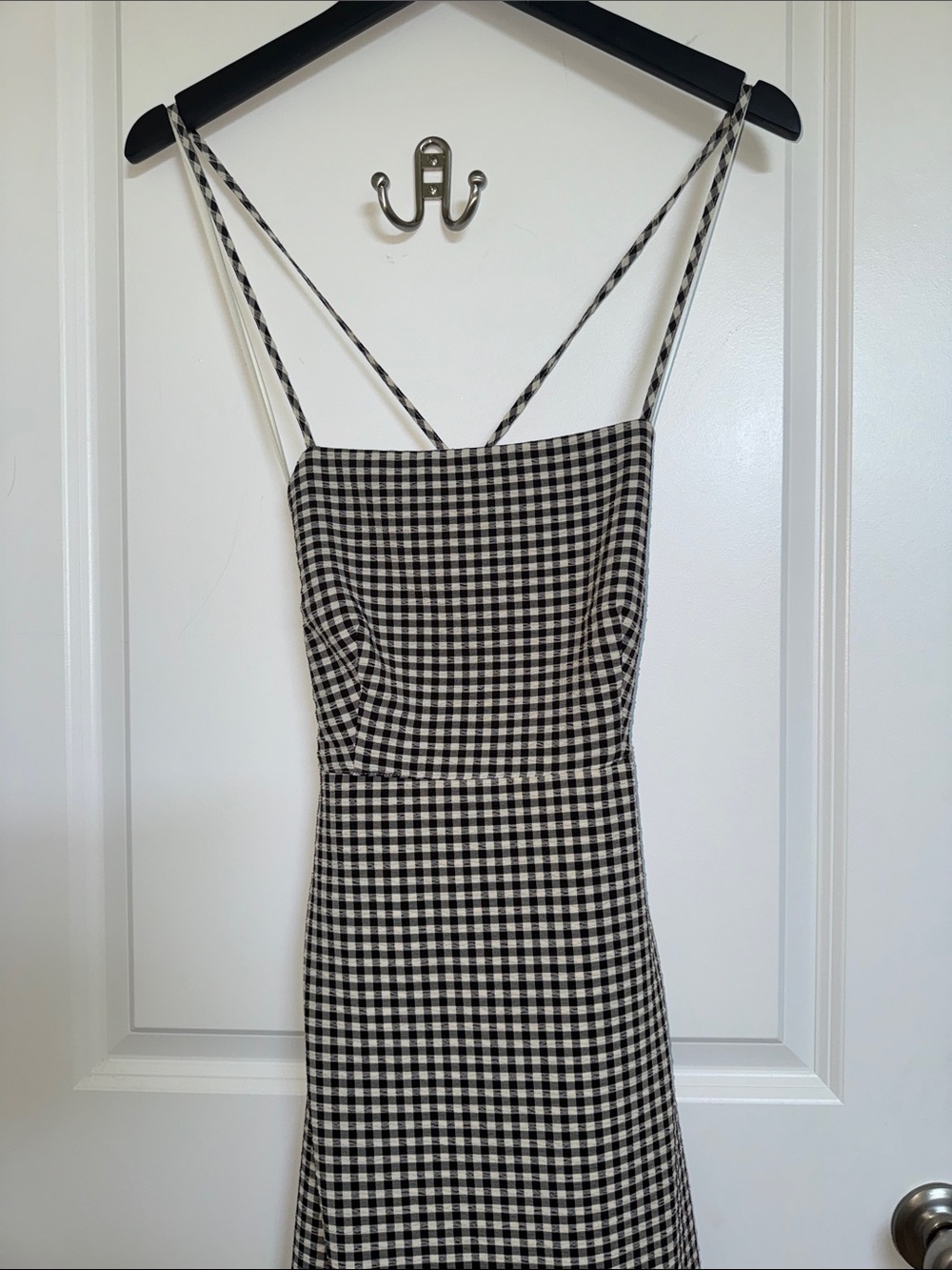 Gianni Bini Black & White Gingham Strappy Back Maxi Dress - Picture 11 of 12